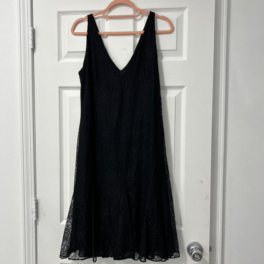Lauren Ralph Lauren Black Lace Swing Dress Lined Short‎ Mini Dress Size 10